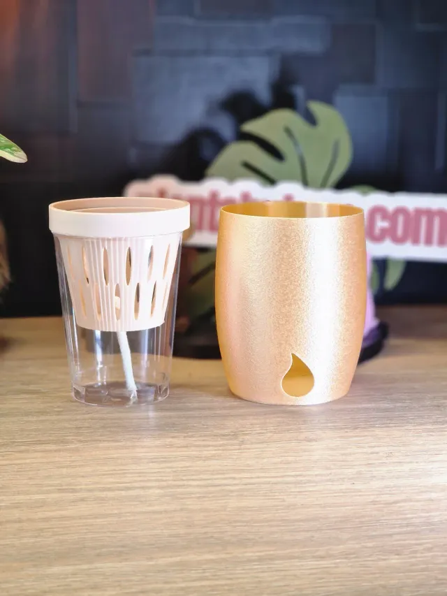 plant.ess MIDI SIPS cache-pot 10x9 cm Champagne Silk imprimé 3D