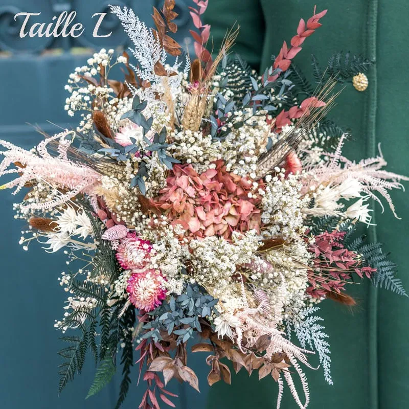 Réconciliation Végétale Manon bouquet fleurs séchées hortensia rose