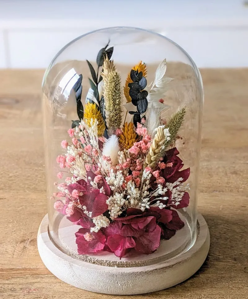 Réconciliation Végétale Agathe cloche fleurs séchées rose