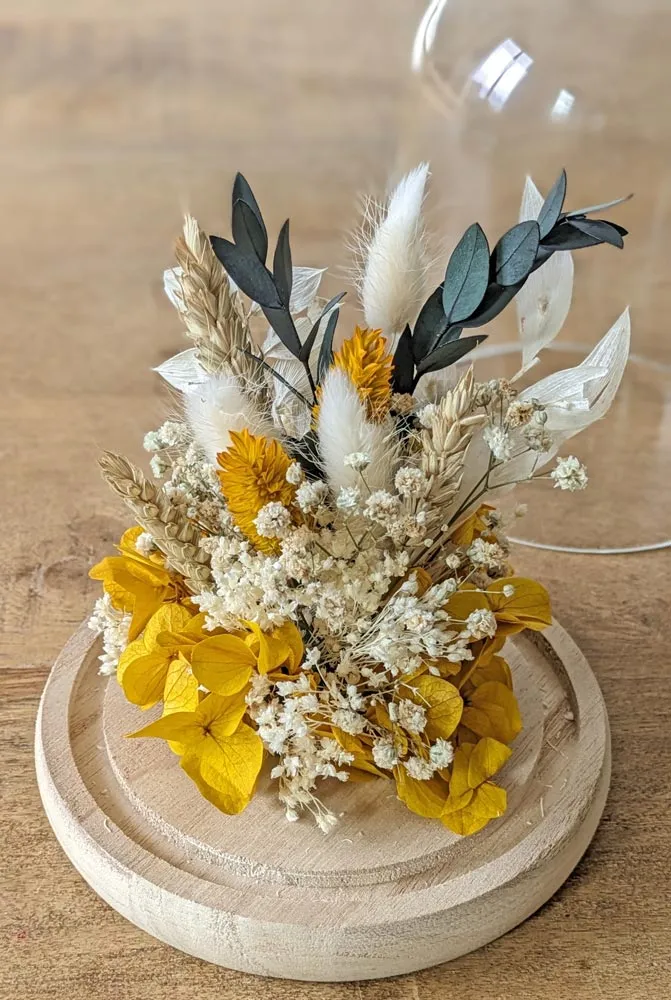 Réconciliation Végétale Georgette cloche verre jaune hortensia