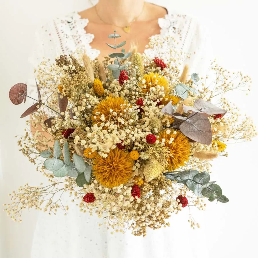 Réconciliation Végétale Pauline bouquet fleurs séchées jaune M