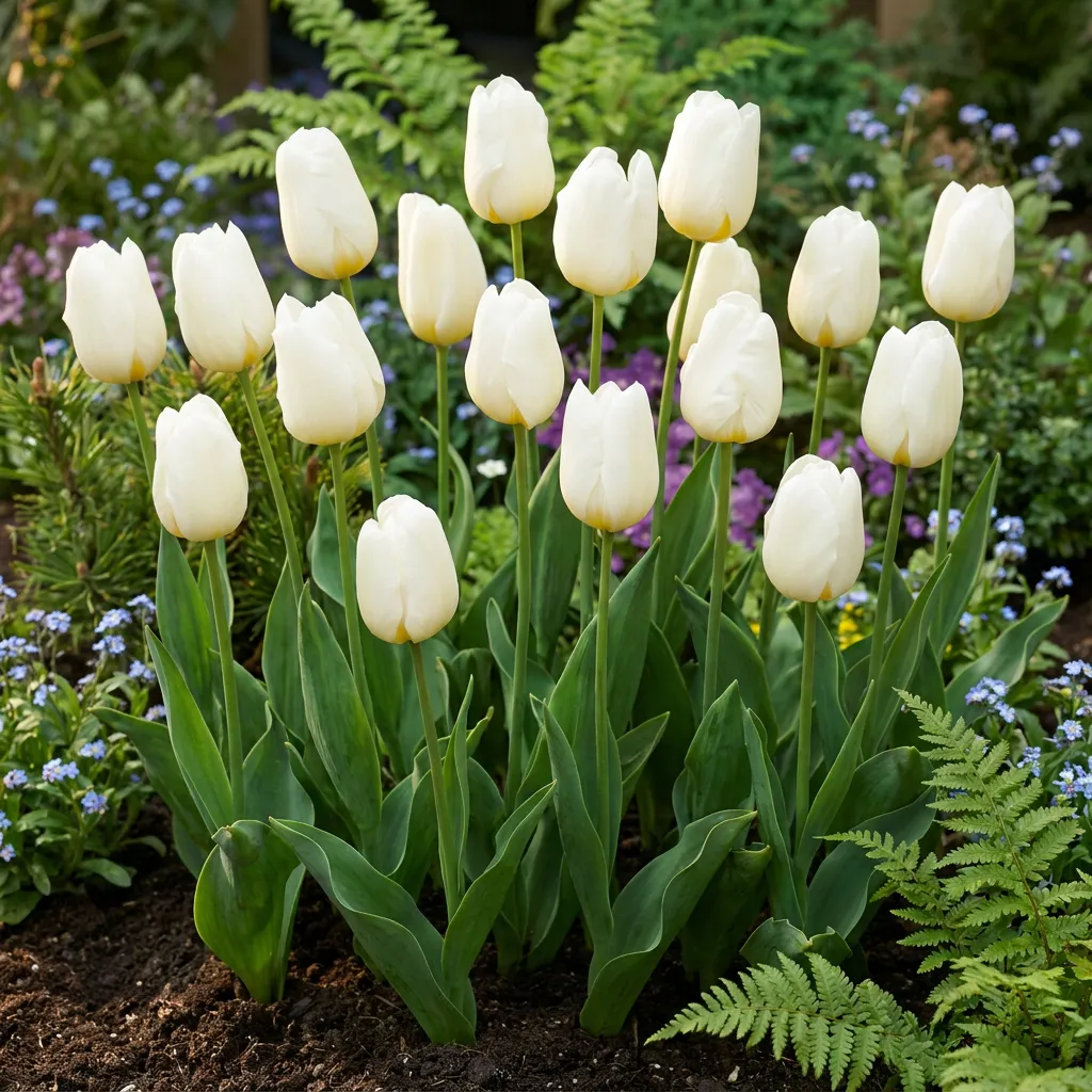 Plant and Stories Tulipe Triumph blanche bulbes 30 bulbes blanc pur
