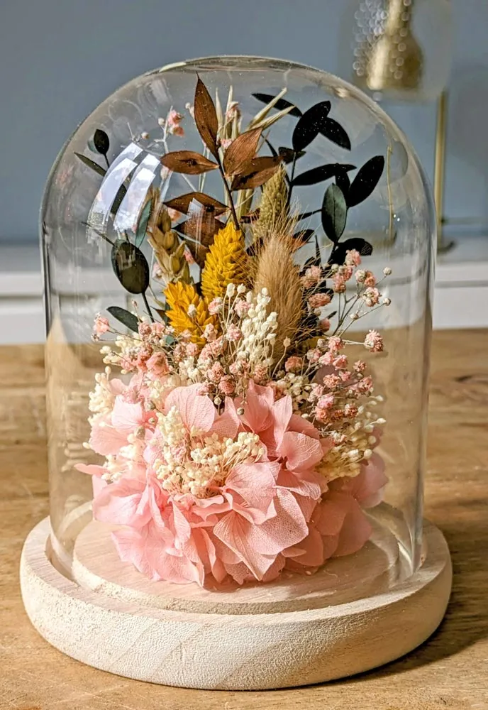 Réconciliation Végétale Emma Cloche Fleurs Séchées Rose 21 cm