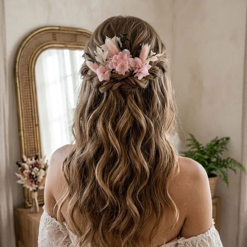 Réconciliation Végétale lot 3 épingles chignon fleurs séchées mariée