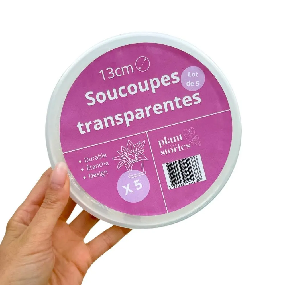 PLANT AND STORIES Soucoupe transparente coupelle rigide 13 cm lot 5