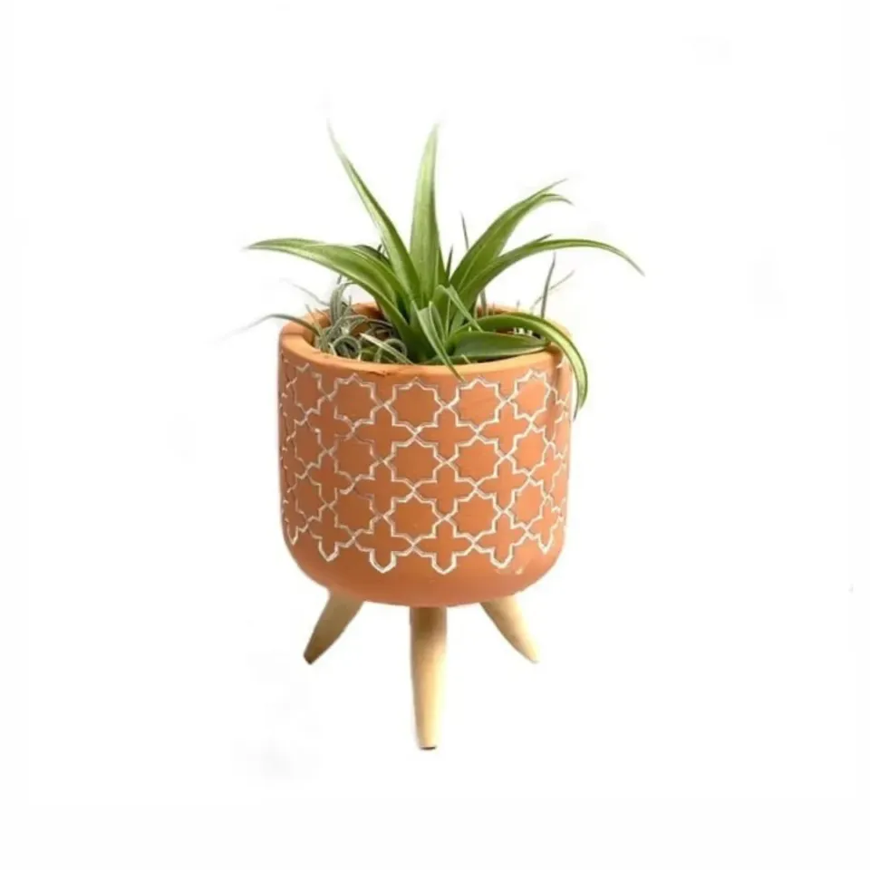Airplantshop Cementpotje pot ciment terracotta motif croix