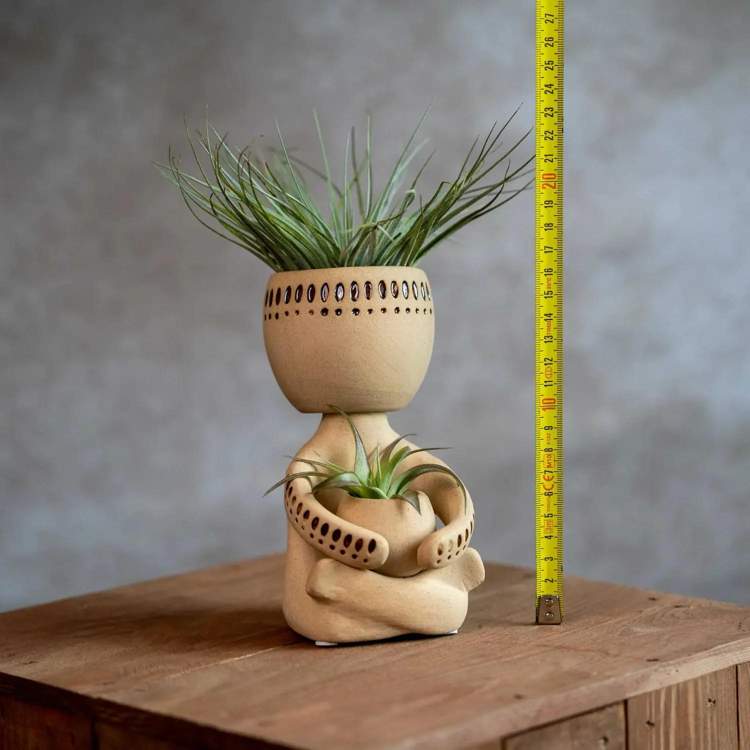 Airplantshop Airplant Man Figurine Plante Aérienne Beige 2 Plantes