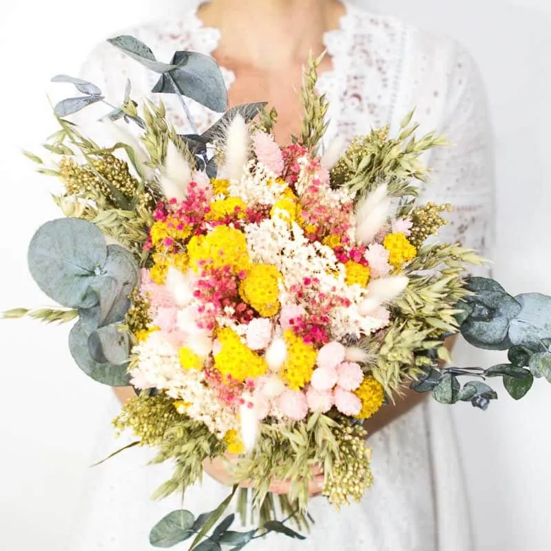 Réconciliation Végétale Madeleine bouquet fleurs séchées jaune rose