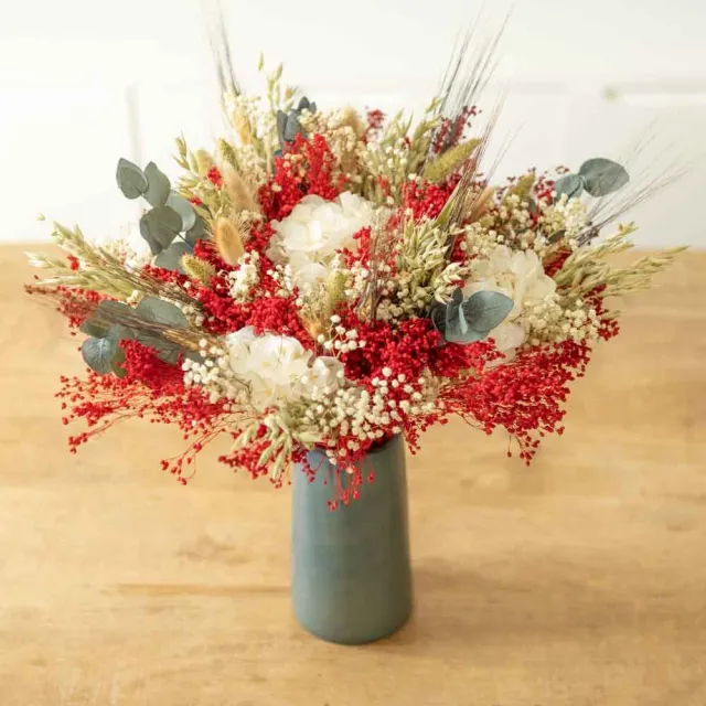 Réconciliation Végétale Jeanne bouquet fleurs séchées rouge S