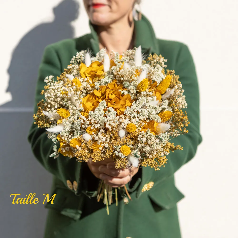 Réconciliation Végétale Carmen bouquet fleurs séchées ocre hortensia