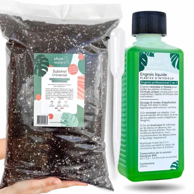 Plant and Stories Duo substrat universel 10L + engrais 250ml rempotage