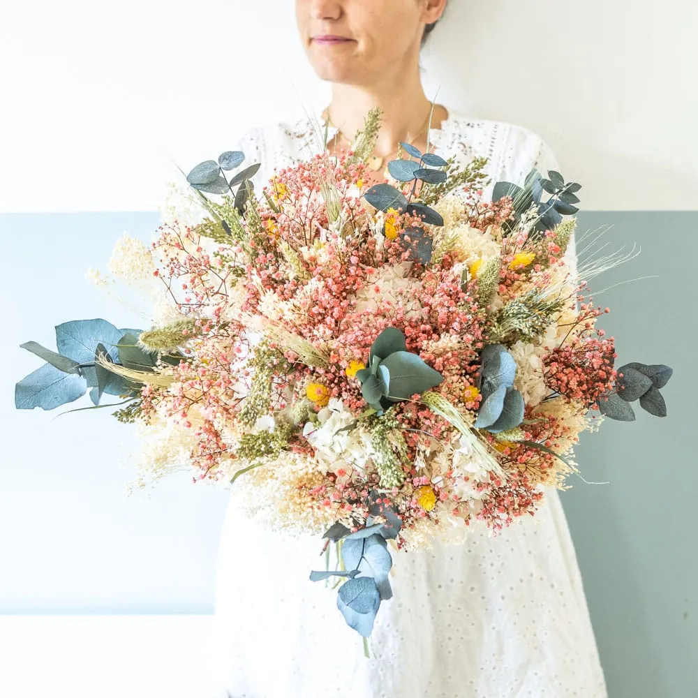Réconciliation Végétale Mathilde bouquet fleurs séchées hortensia blanc