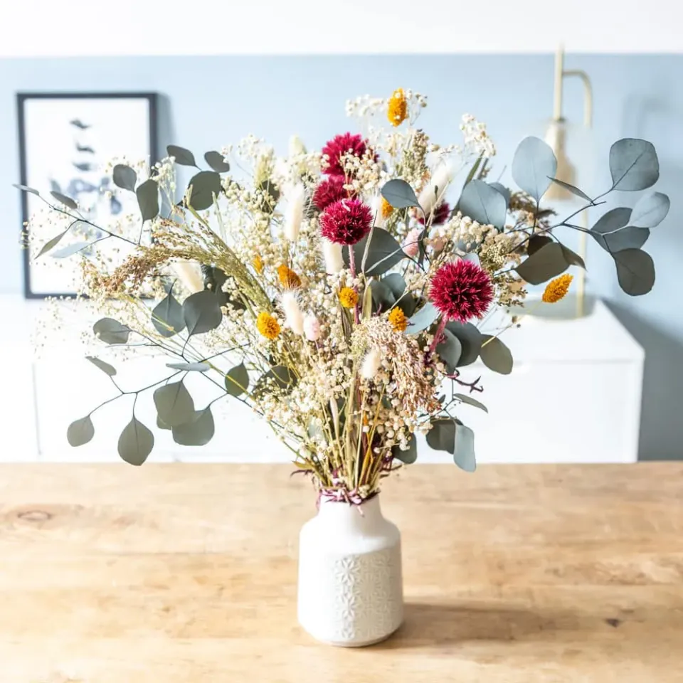 Réconciliation Végétale Valentine bouquet fleurs séchées rose 50 cm