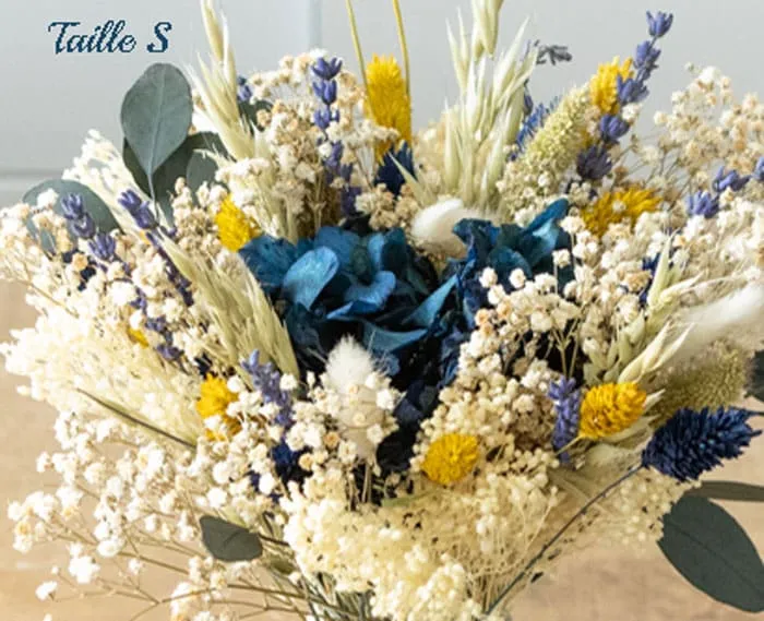 Réconciliation Végétale Elise bouquet fleurs séchées L bleu