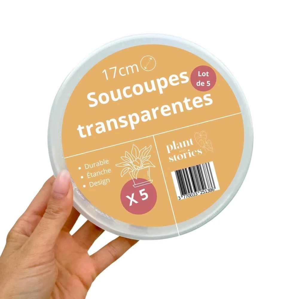 PLANT AND STORIES Soucoupe transparente coupelle rigide 13 cm lot 5