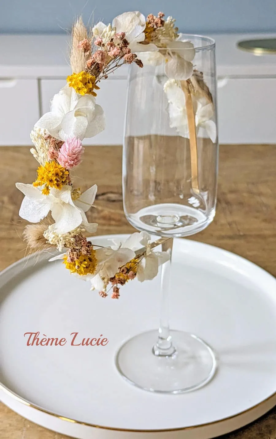 Réconciliation Végétale serre-tête fleurs séchées mariée doré personnalisable