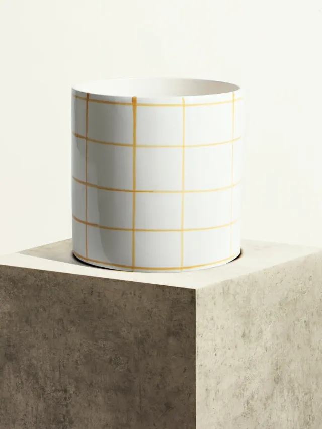 By Charlot Céramique quadrillée cache-pot jaune Sahara XL