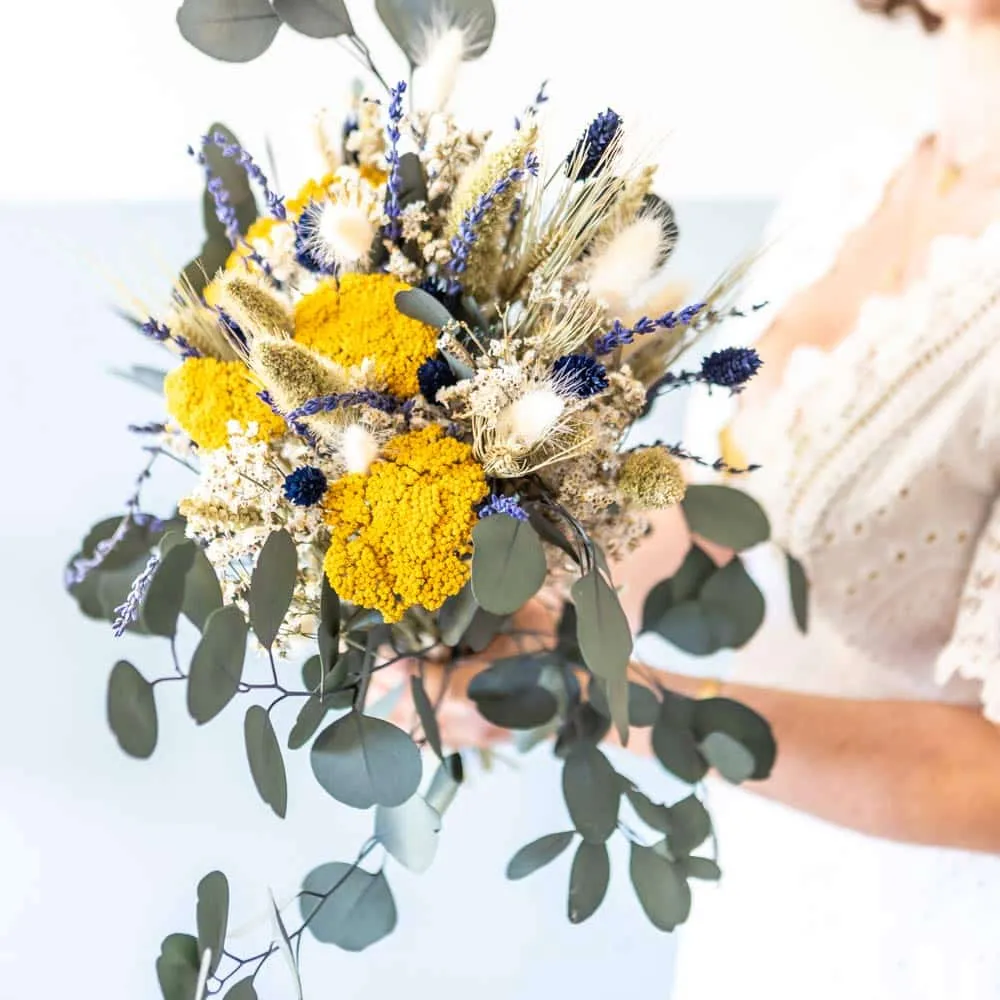 Réconciliation Végétale Angèle bouquet fleurs séchées lavande bleue 55cm