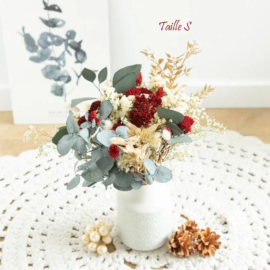 Réconciliation Végétale bouquet fleurs séchées Noël rouge eucalyptus