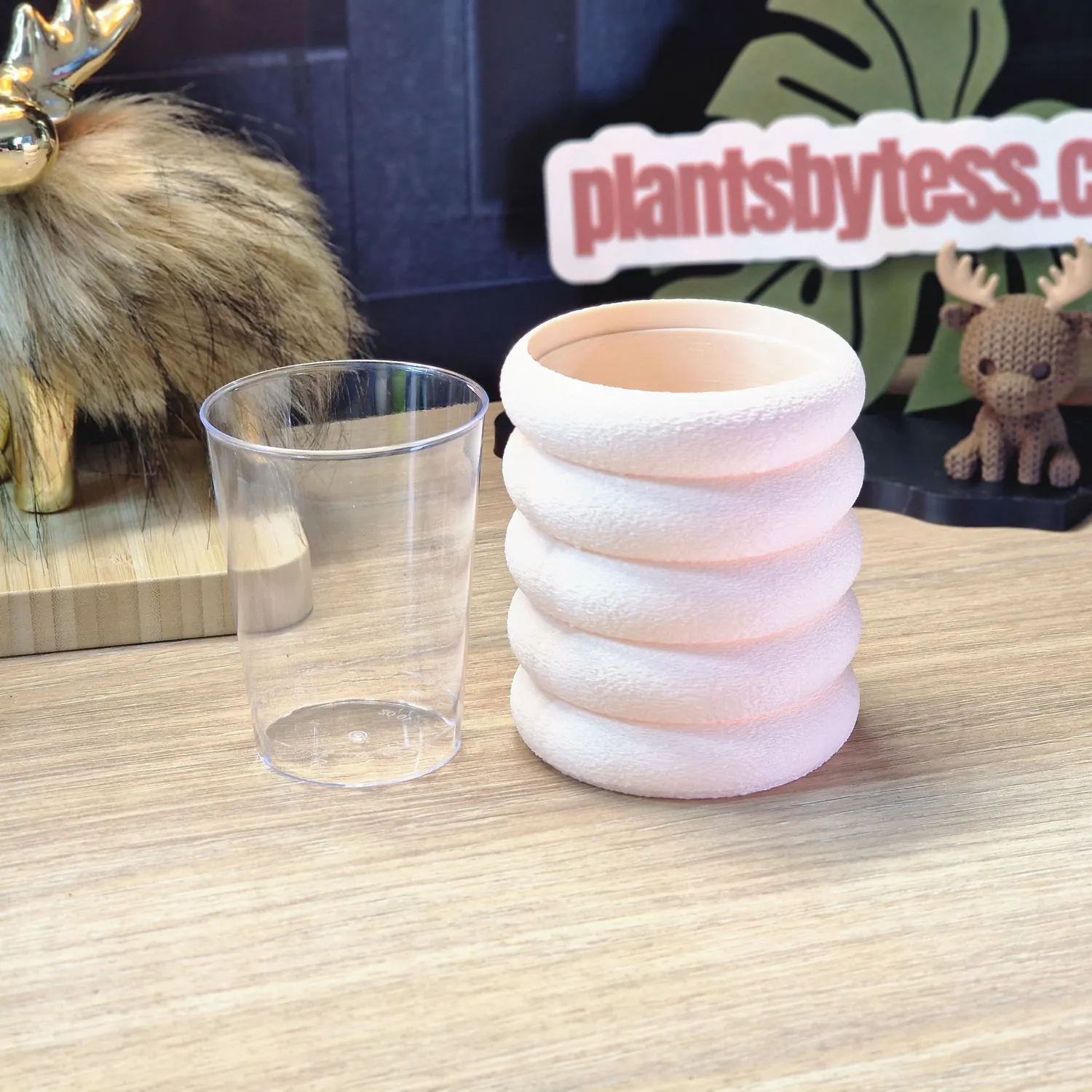 plant.ess Midi Sips Marshmallow cache-pot rose auto-arrosant
