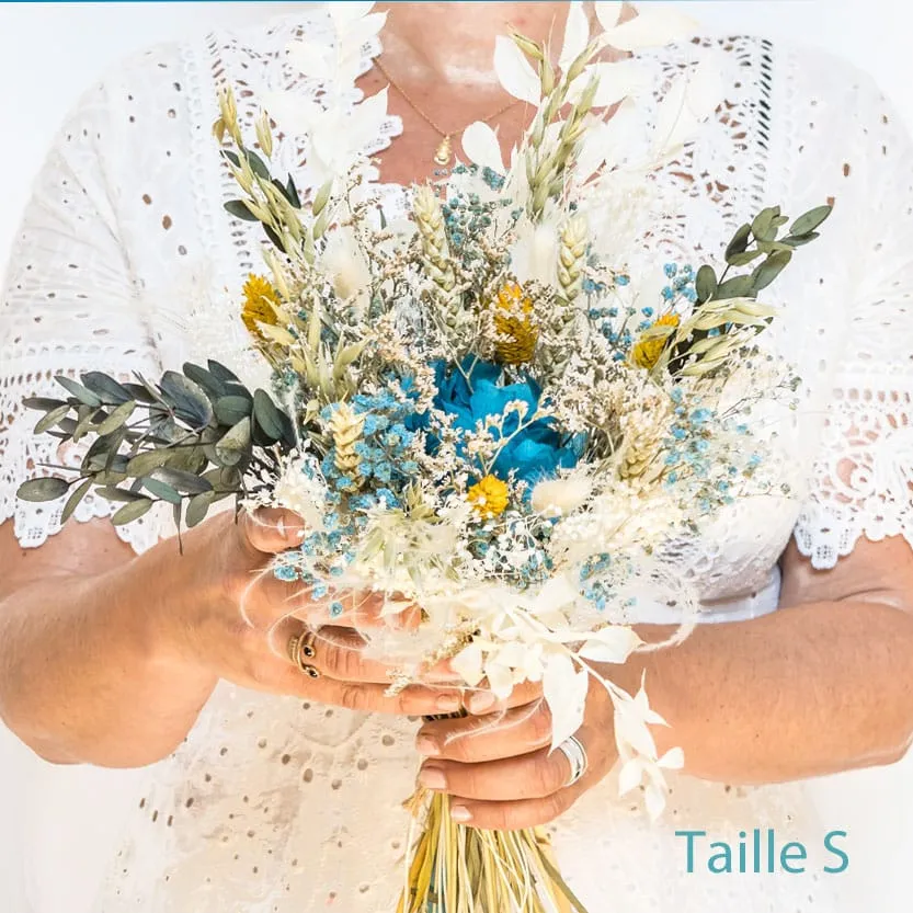 Réconciliation Végétale Charlotte bouquet fleurs séchées hortensia bleu