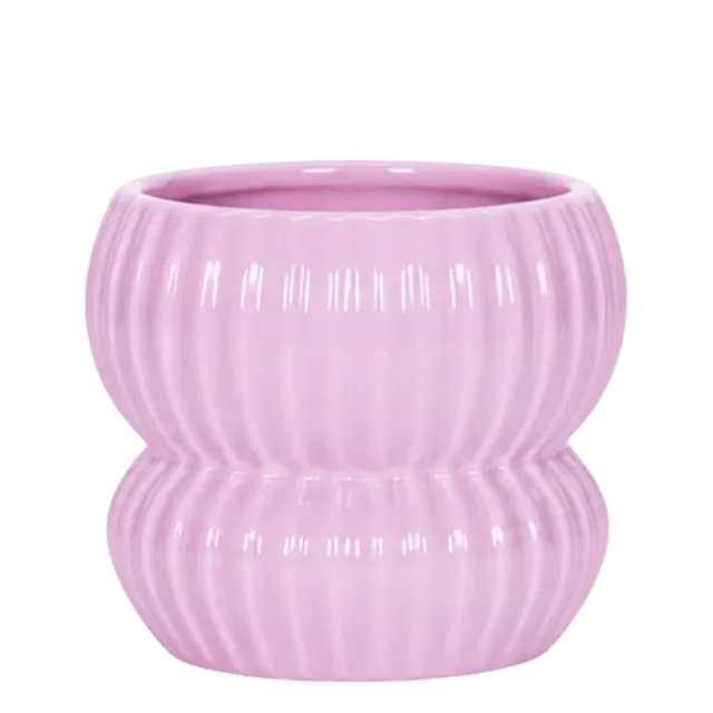 Plant and Stories cache-pot céramique nervuré rose 12 cm