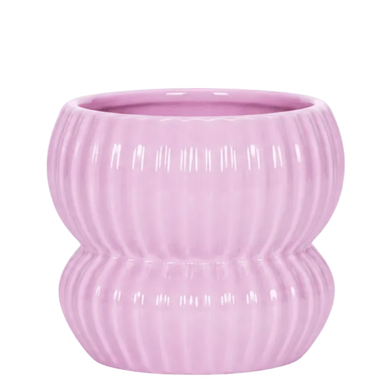 Plant and Stories cache-pot céramique nervuré rose 12 cm