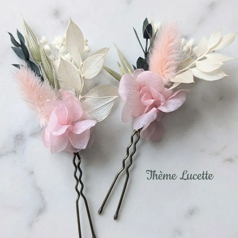 Réconciliation Végétale lot 3 épingles chignon fleurs séchées mariée