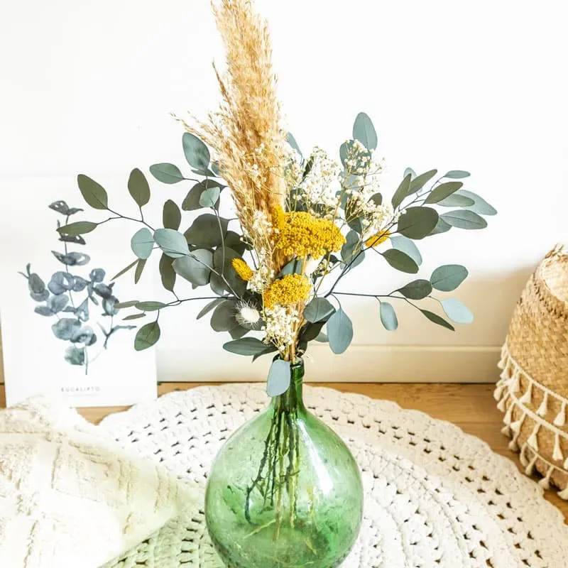 Réconciliation Végétale Jailys bouquet fleurs séchées dame-jeanne jaune