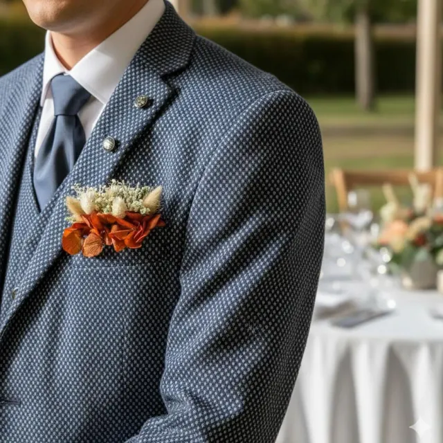Réconciliation Végétale Boutonnière Poche boutonnière marié séchée