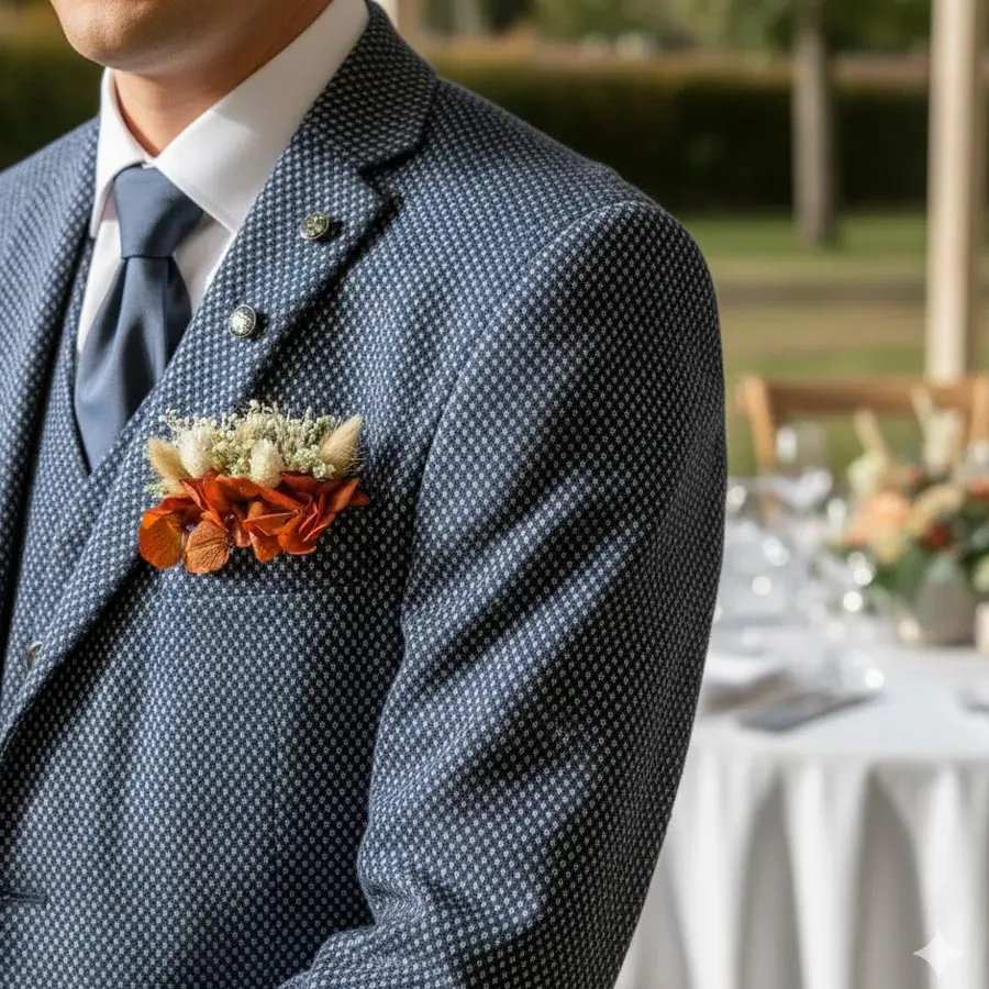 Réconciliation Végétale Boutonnière Poche boutonnière marié séchée