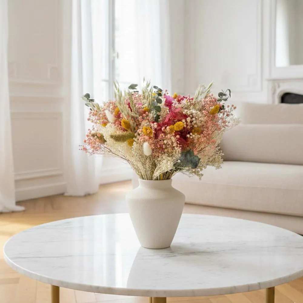 Réconciliation Végétale Agathe bouquet fleurs séchées hortensia rose