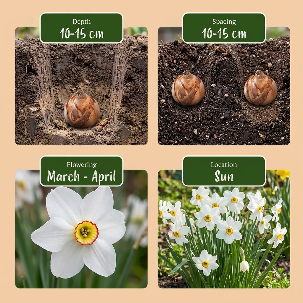 Plant and Stories Narcisse des poètes bulbes 30 bulbes calibre 10/12