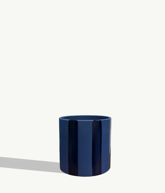 By Charlot Céramique Rayée Bleu Marine cache-pot 14 cm bleu