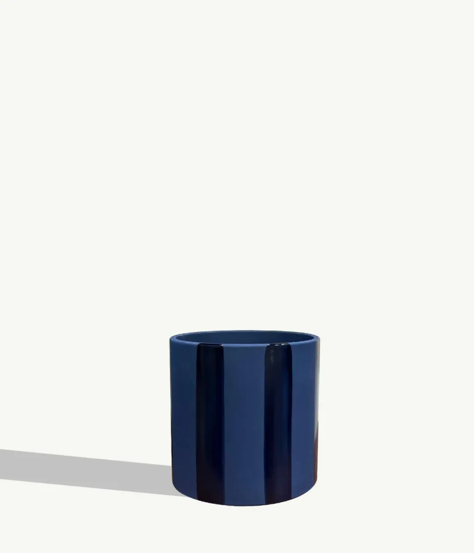 By Charlot Céramique Rayée Bleu Marine cache-pot 14 cm bleu