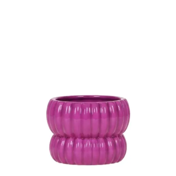 Plant and Stories cache-pot céramique nervuré rose 12 cm