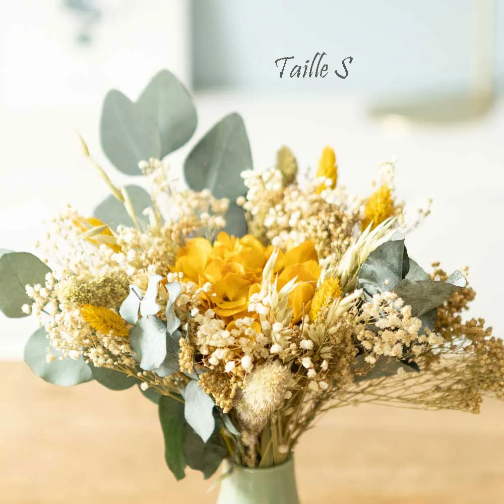 Réconciliation Végétale Colette bouquet fleurs séchées hortensia jaune