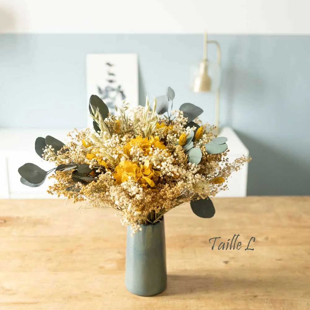 Réconciliation Végétale Colette bouquet fleurs séchées hortensia jaune