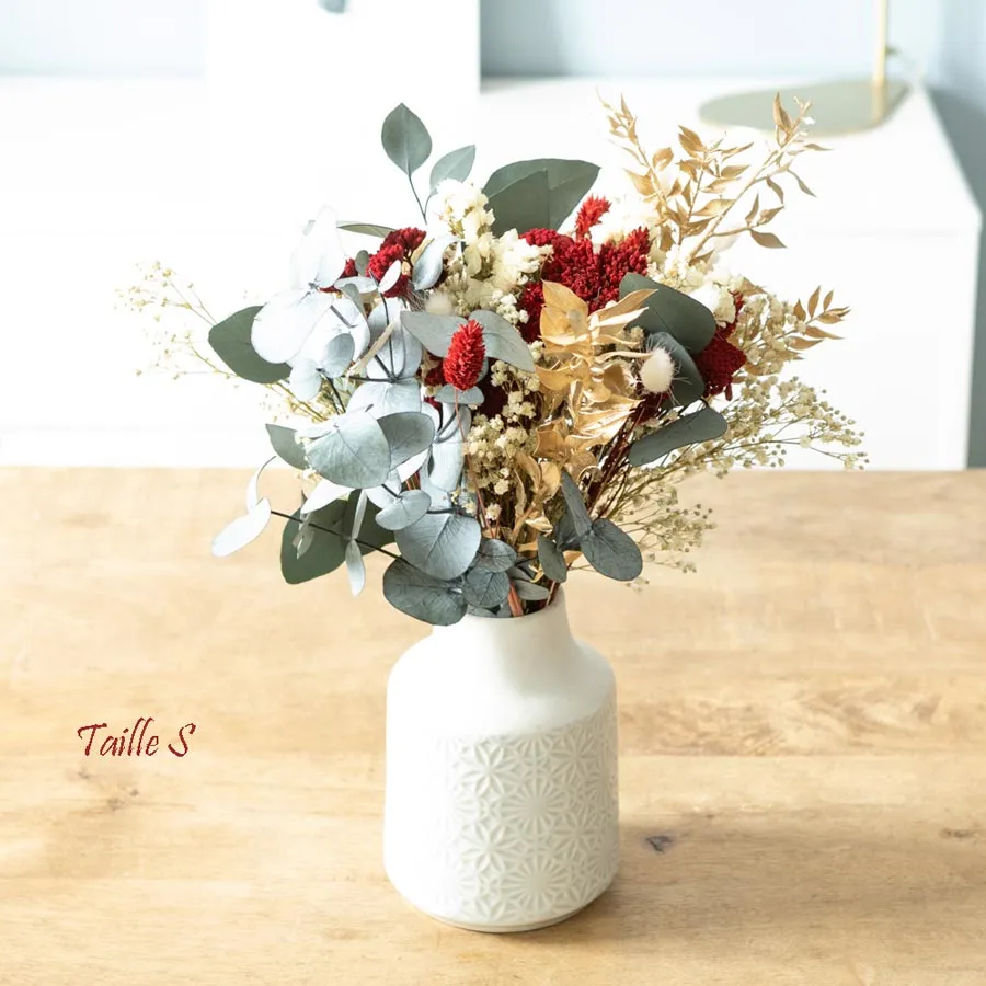 Réconciliation Végétale bouquet fleurs séchées Noël rouge eucalyptus