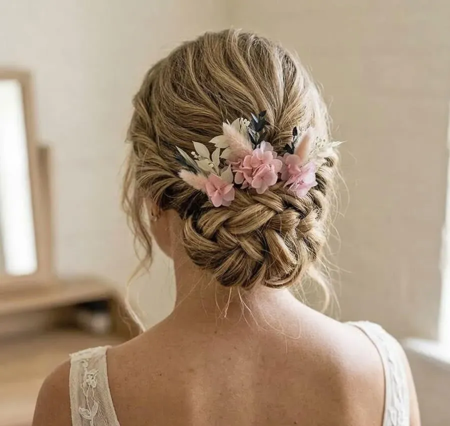 Réconciliation Végétale lot 3 épingles chignon fleurs séchées mariée