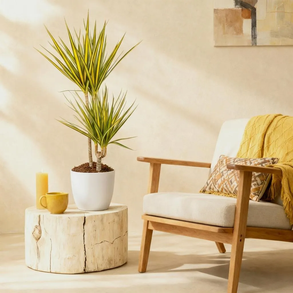 Plant and Stories Dracaena Sunray plante pot 17cm 70cm bord doré