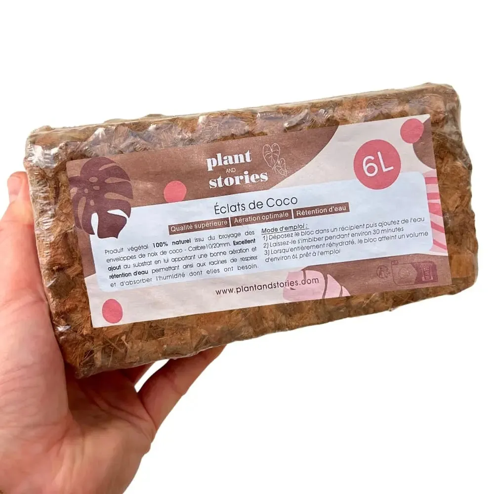 Brique coco éclats fibres substrat compressé naturel pH neutre
