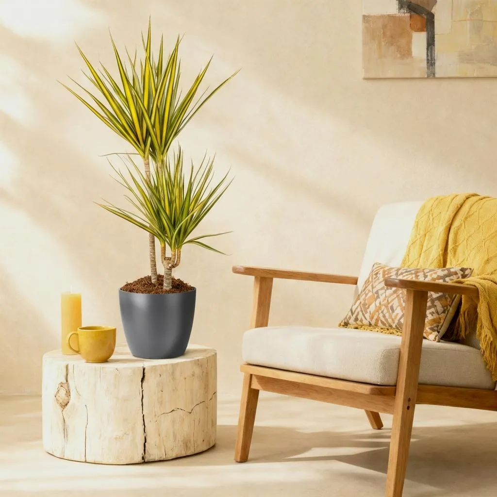 Plant and Stories Dracaena Sunray plante pot 17cm 70cm bord doré