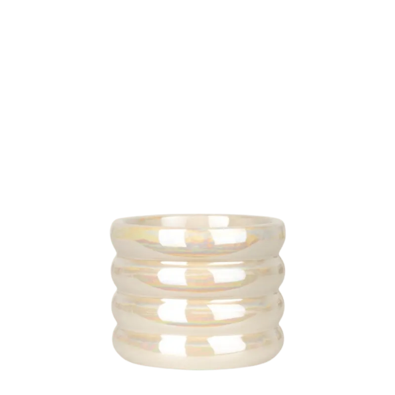 Plant and Stories cache-pot céramique arrondi 12 cm beige brillant