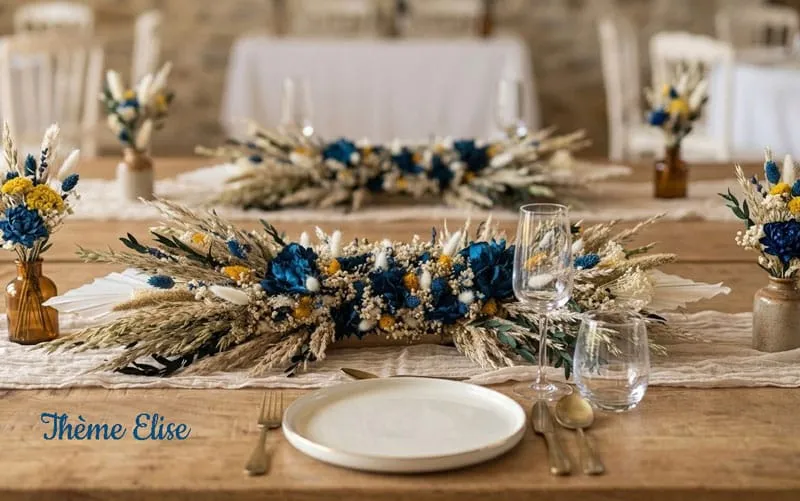 Réconciliation Végétale Centre de table mariés fleurs séchées 75 cm