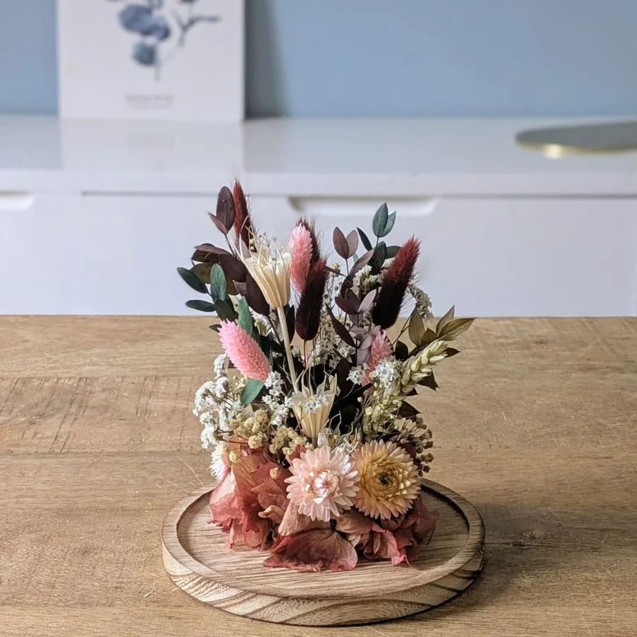 Réconciliation Végétale Manon cloche fleurs séchées hortensia vieux rose