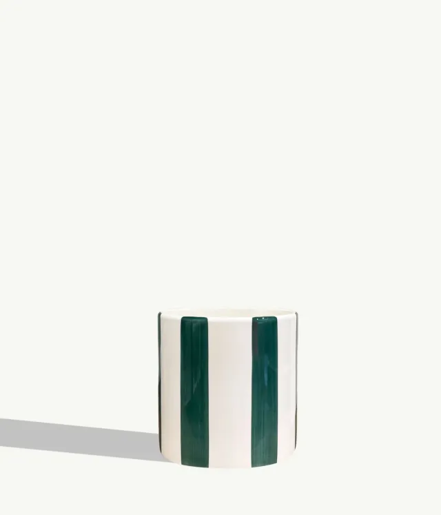 By Charlot Céramique rayée Vert Forêt cache-pot 14 cm