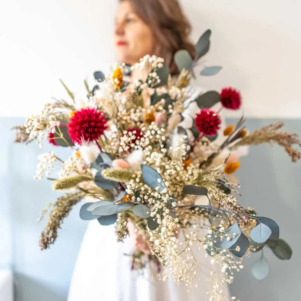 Réconciliation Végétale Valentine bouquet fleurs séchées rose 50 cm