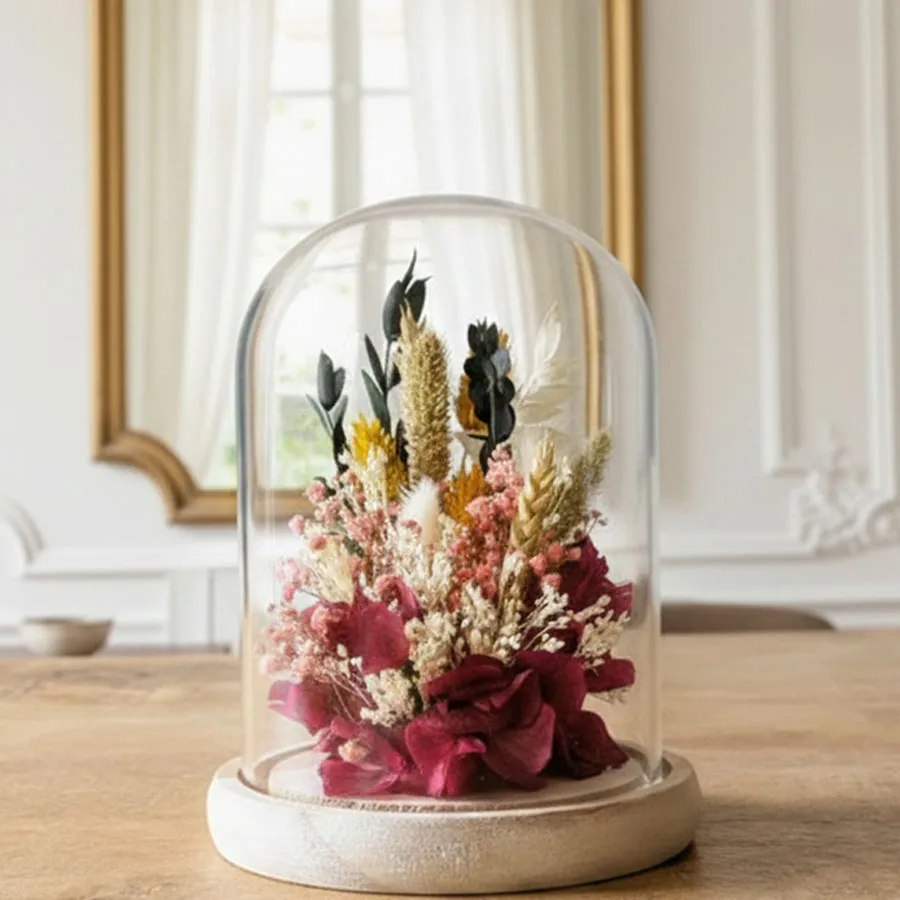 Réconciliation Végétale Agathe cloche fleurs séchées rose