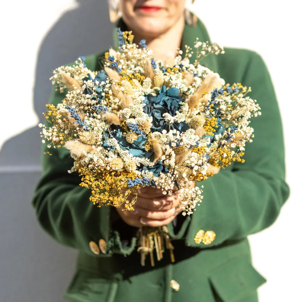 Réconciliation Végétale Céleste bouquet séchées bleu hortensia